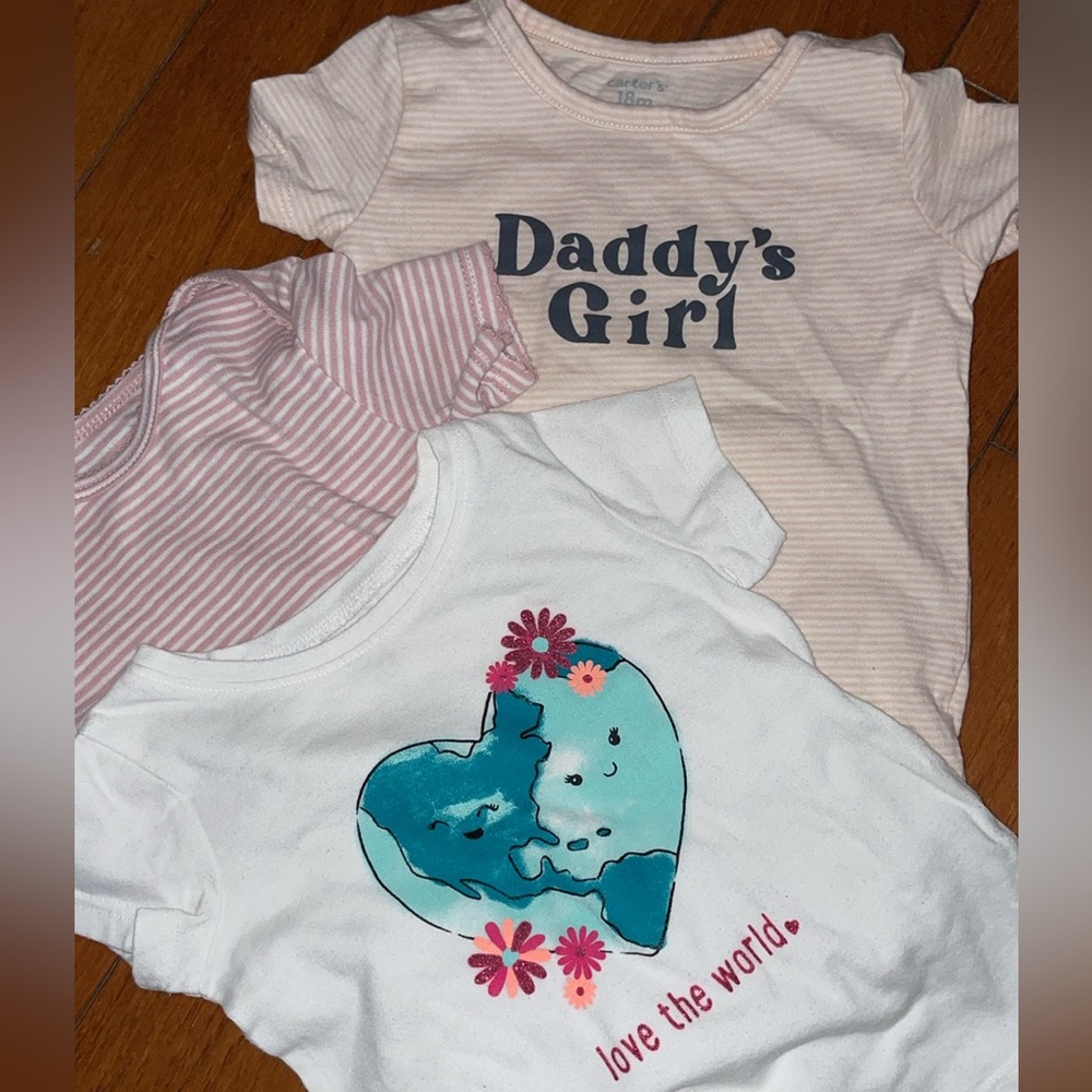 Lot bundle set Carter’s daddy’s girl striped onesies bubble shorts tee 18 months - Picture 5 of 7